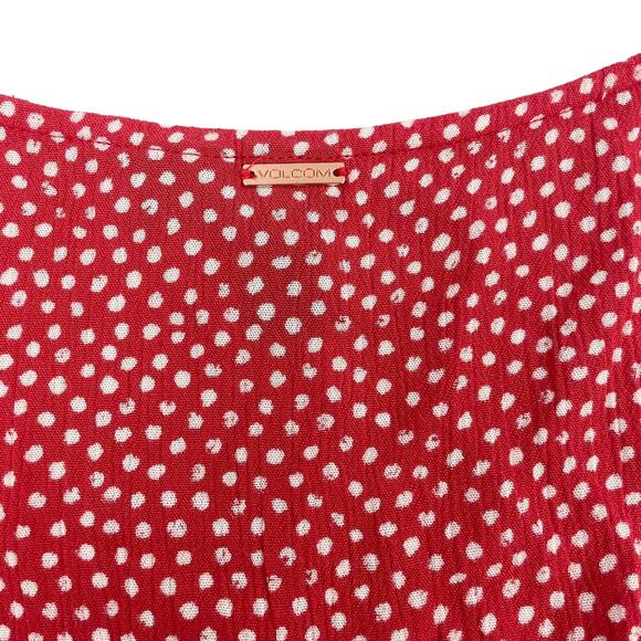 VOLCOM Tie Front Cap Sleeve Midi Dress Sz Small Red - Picture 6 of 6